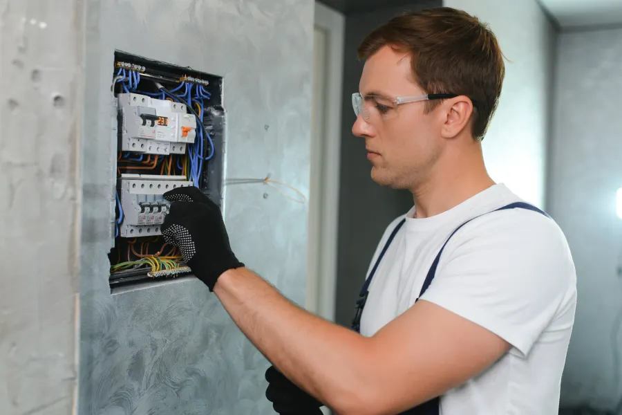 Portrait of an electrician at work